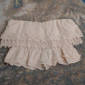 AEO Strapless Lace Peplum Top